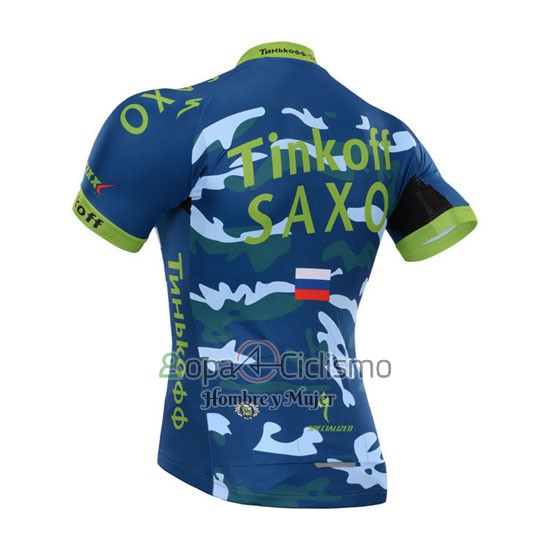 Tinkoff Saxo Bank Ropa Ciclismo Culotte Corto 2015 Mangas Cortas Azur y Azul